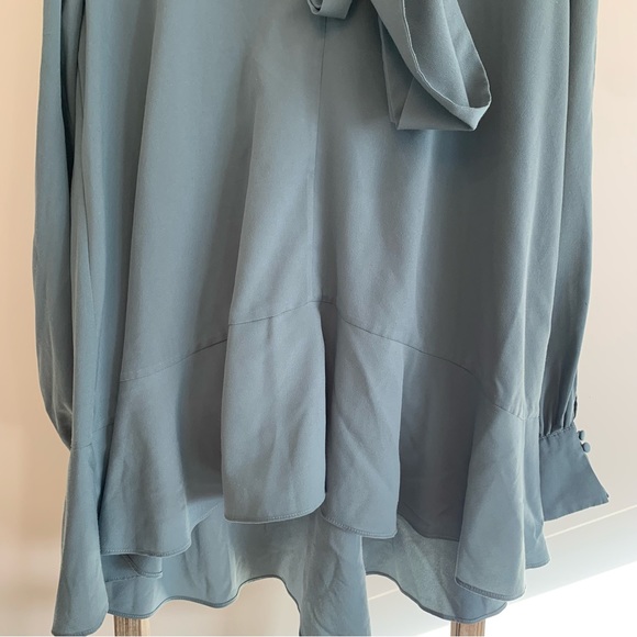 French Connection Tie Neck Crepe Blouse Size Medium - Picture 8 of 12